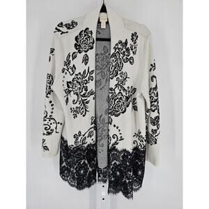 Chico's Black and White Floral Cardigan